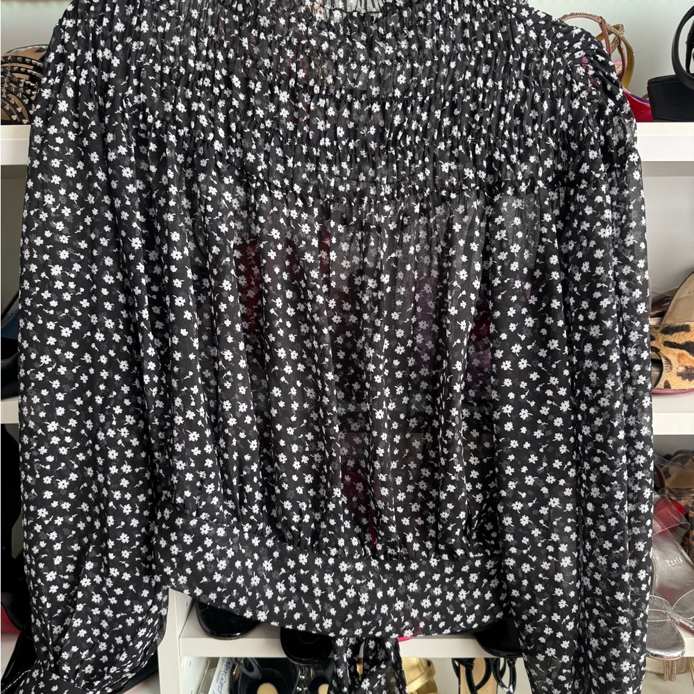 Bardot Black and White Floral Blouse